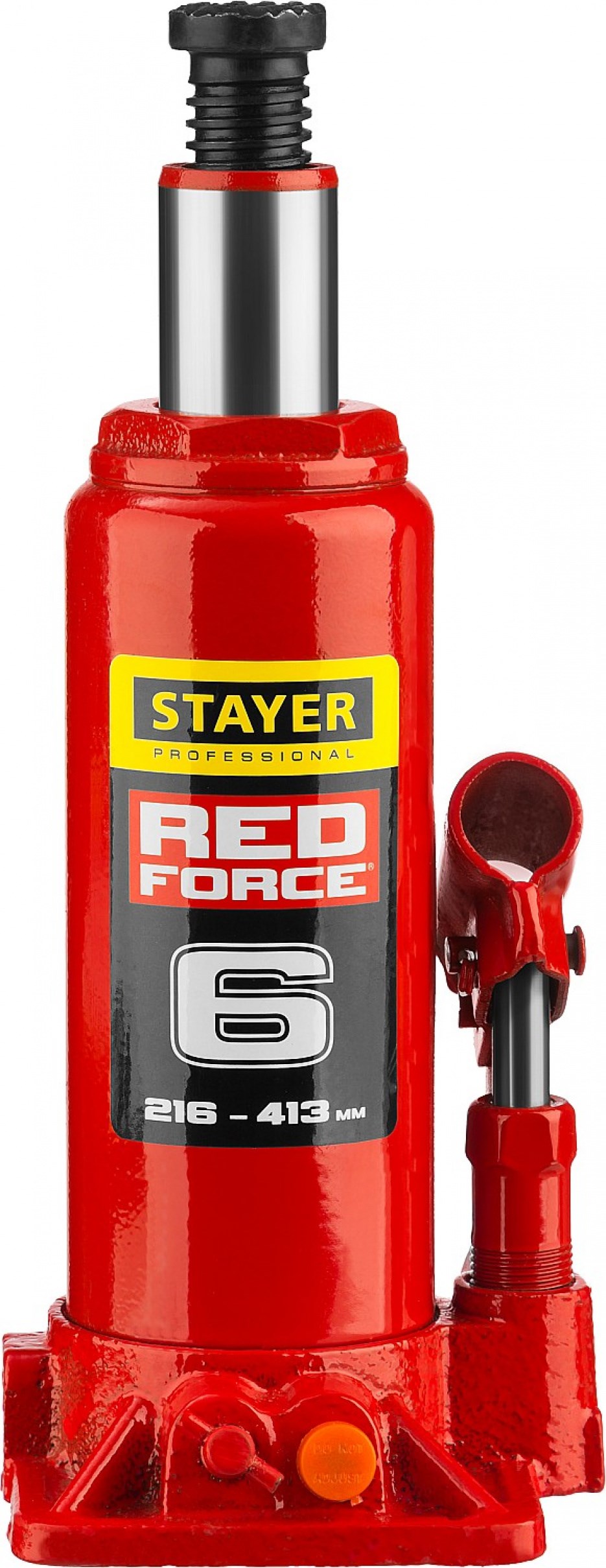 STAYER RED FORCE 6т 216-413мм домкрат бутылочный гидравлический в кейсе